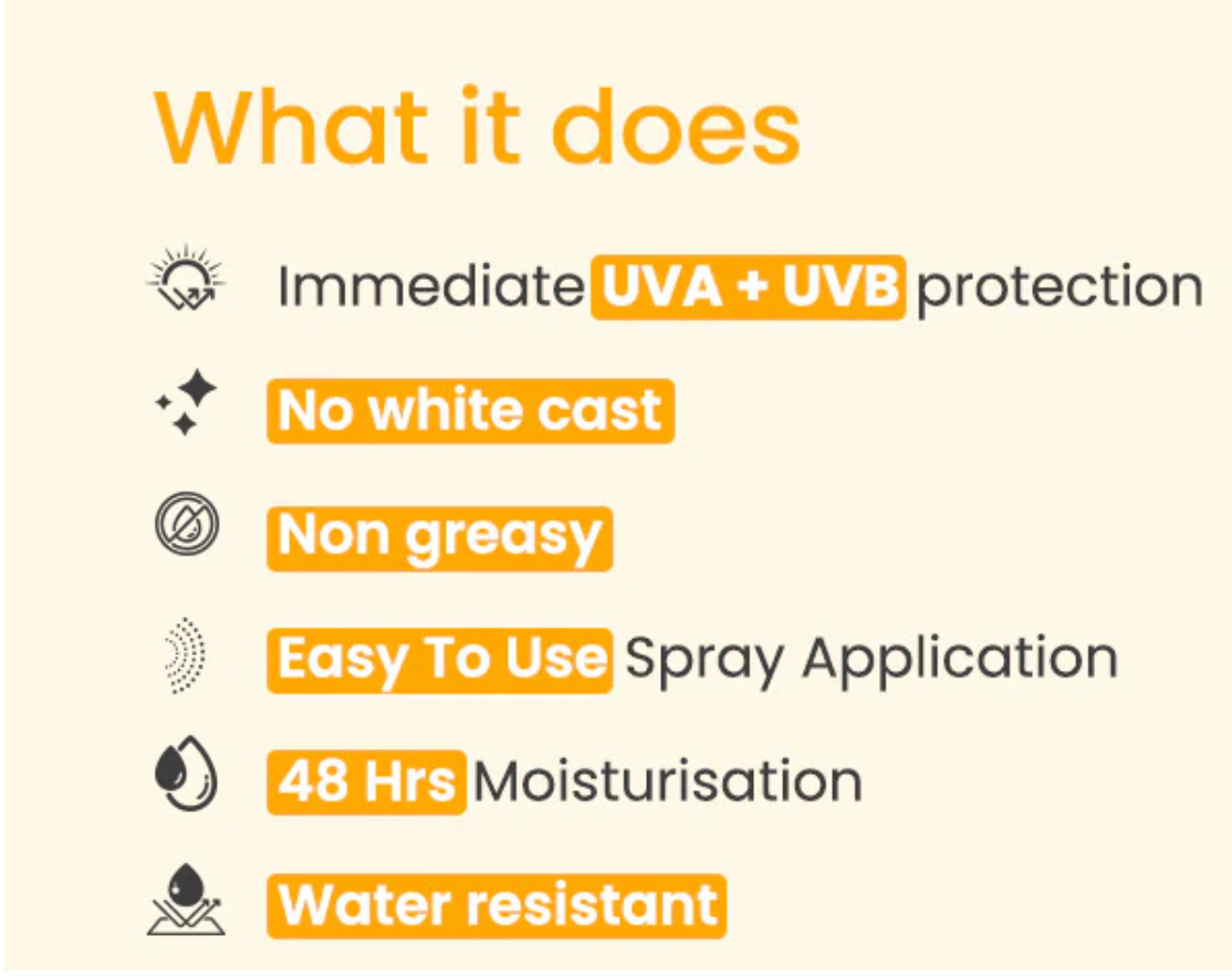 Glow Surge Sunscreen Spray SPF 50, UVA and UVB Protection with Vitamic C + E